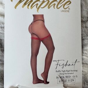 Mapale Elegant Black and Red Fishnet Stockings